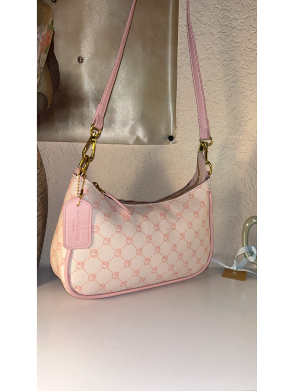 Women's Unbranded Shoulder Bag One Size Pink and White - Picture 3 of 5